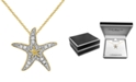 Macy's Diamond Starfish 18" Pendant Necklace (1/10 ct. t.w.) in 14k Gold-Plated Sterling Silver